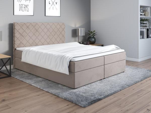 Boxspringbett Schlafzimmerbett WILLOW 160x200cm Creme inkl. Bettkasten