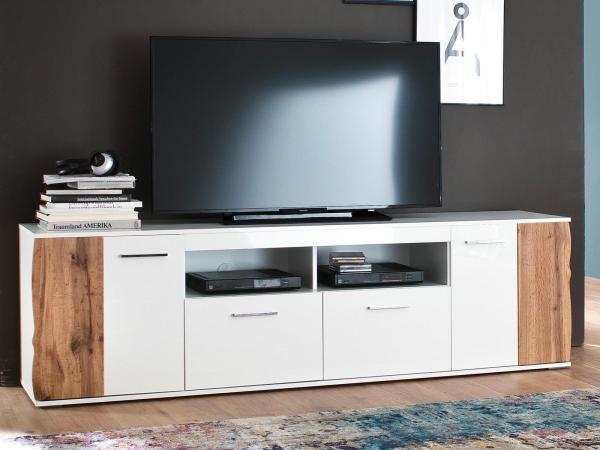 TV-Board >Gandia< in Weiß/Hochglanz aus MDF - 203x59x44cm (BxHxT)