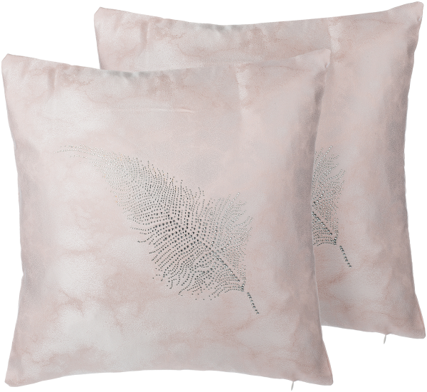 Dekokissen Federmotiv rosa 45 x 45 cm 2er Set SILENE