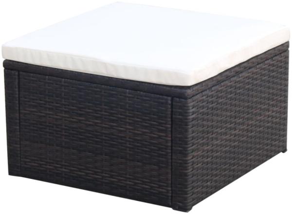 Hocker mit Kissen Poly Rattan 53×53×30 cm Braun