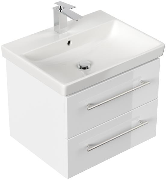 Badmöbel mit Villeroy & Boch Avento Waschbecken 60cm SoftClose weiss hochglanz : Weiss hochglanz