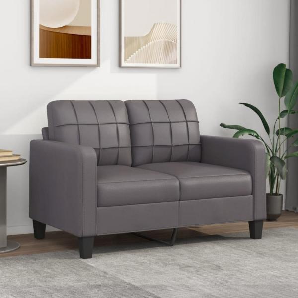 2-Sitzer-Sofa Grau 120 cm Kunstleder (Farbe: Grau)