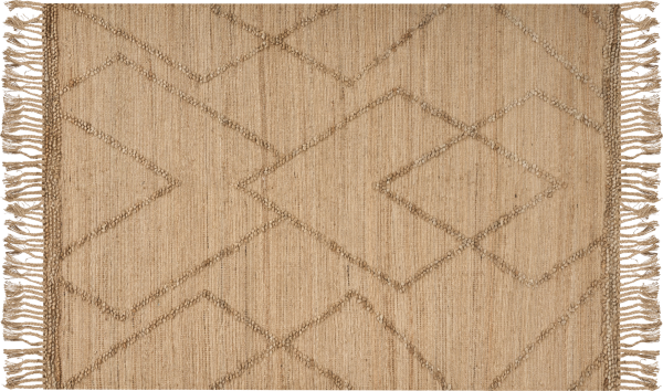 Teppich Jute beige 160 x 230 cm geometrisches Muster Kurzflor HANDERE