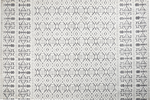 Teppich weiß grau 200 x 300 cm geometrisches Muster Kurzflor SIBI