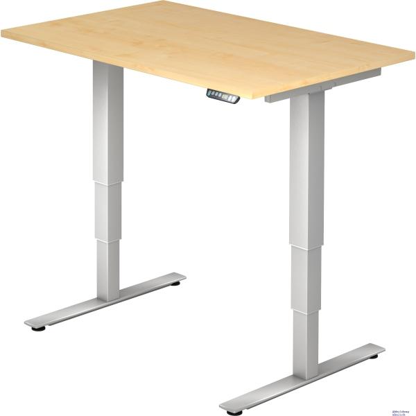 Sitz-Steh-Schreibtisch elektrisch XDSM12 120x80cm Ahorn Gestellfarbe: Silber