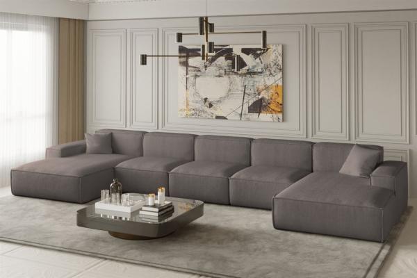 Wohnlandschaft U-Form CELES XL in Stoff Scala Taupe