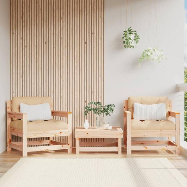 vidaXL Gartenstühle mit Kissen 2 Stk. Massivholz Kiefer