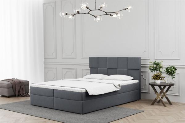 Boxspringbett Schlafzimmerbett JOLIE 120x220cm in Stoff Matt Velvet Dunkelgrau