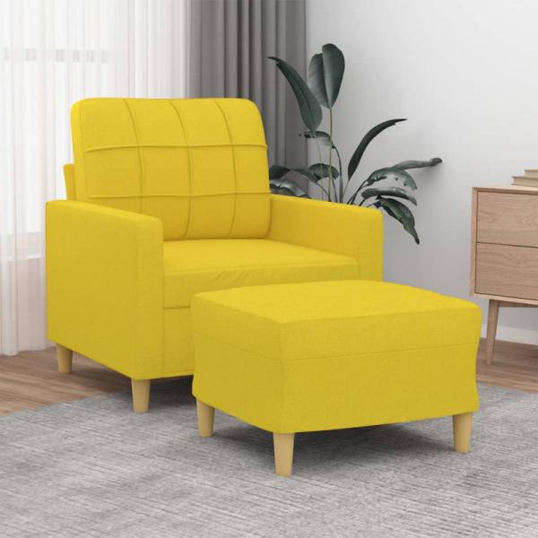 Sessel mit Hocker Hellgelb 60 cm Stoff (Farbe: Gelb)
