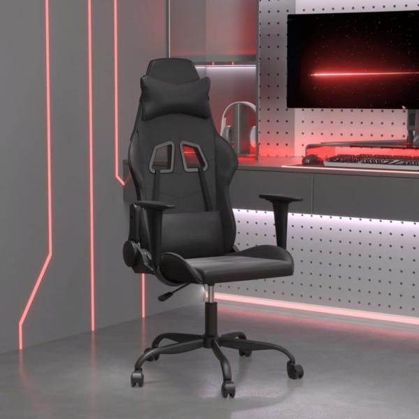 Gaming-Stuhl mit Massagefunktion Schwarz Kunstleder (Farbe: Schwarz)