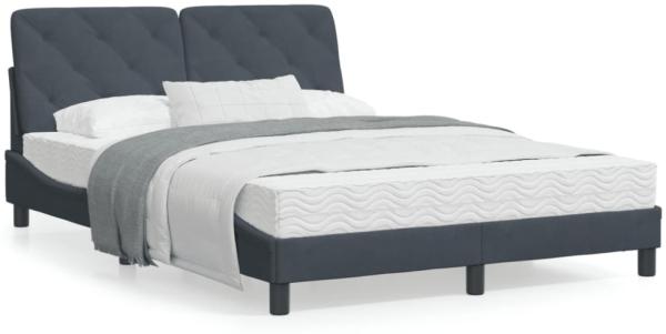 vidaXL Bett mit Matratze Dunkelgrau 140x190 cm Samt