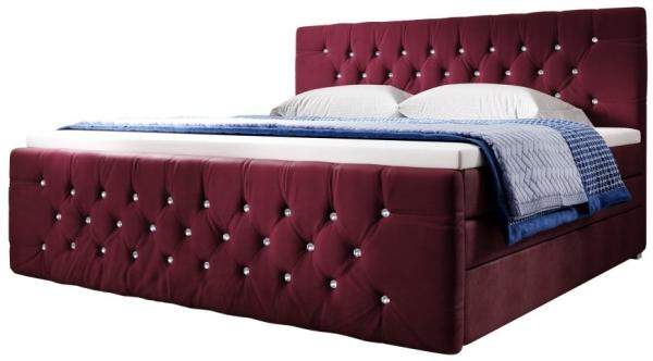 Boxspringbett Nobile mit Strass und Stauraum Grau 200x200 H2