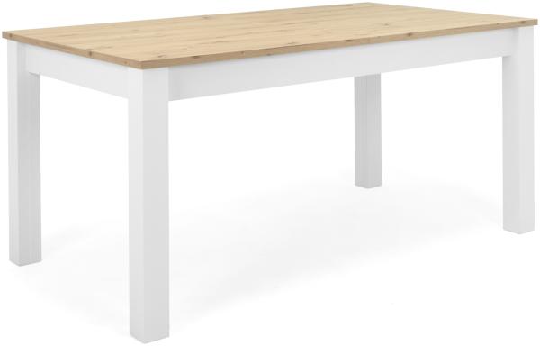 Esstisch ausziehbar Esszimmertisch Küchentisch Holztisch Weiß Eiche 160x90 cm