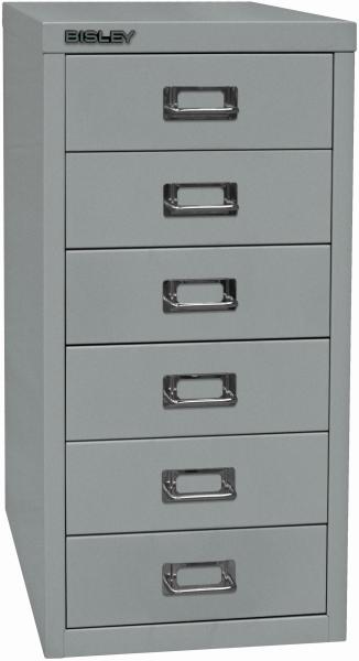 Bisley MultiDrawer™, 29er Serie, DIN A4, 6 Schubladen, Farbe silber