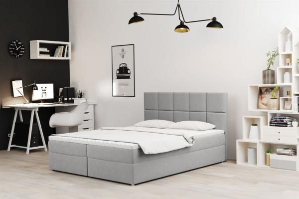 Boxspringbett Schlafzimmerbett FRASCO 160x220cm in Stoff Soro Hellgrau