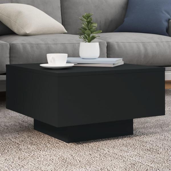 vidaXL Couchtisch mit LED-Leuchten Schwarz 55x55x31 cm