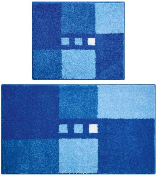 GRUND MERKUR Badematten 2er-Set 40 x 50 cm & 50 x 80 cm Blau