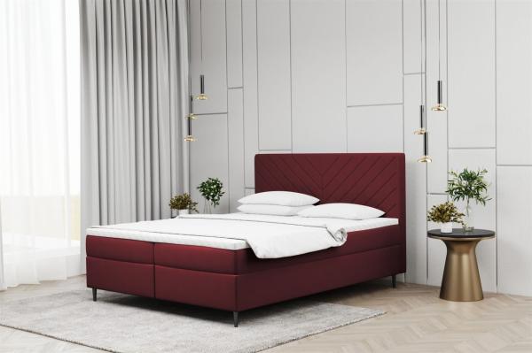 Boxspringbett Schlafzimmerbett BONITA 180x200cm in Stoff Matt Velvet Weinrot