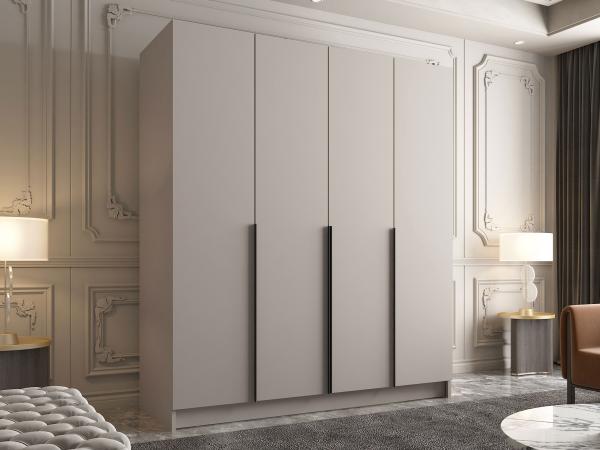 Drehtürenschrank Salkor I, Kleiderschrank mit 4 Türen (Farbe: Cashmere / Cashmere + Schwarz)