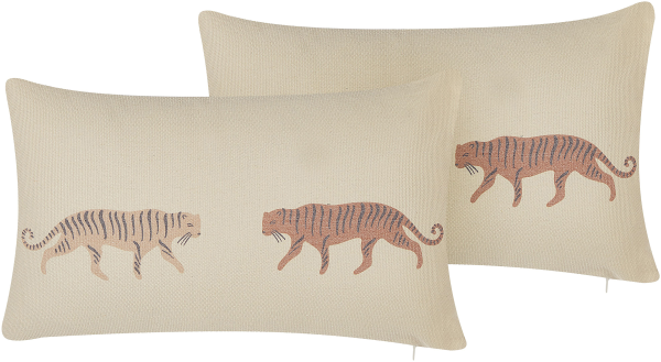 Dekokissen Tiermotiv beige 30 x 50 cm 2er Set NIEREMBERGIA