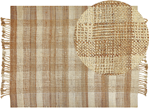 Teppich Jute sandbeige 160 x 230 cm geometrisches Muster Kurzflor BERISSA