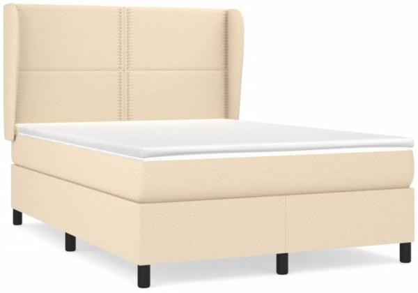 vidaXL Boxspringbett mit Matratze Creme 140x190 cm Stoff, Härtegrad: H2 [3127882]