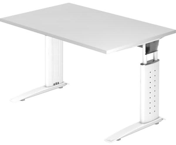 Schreibtisch US12 C-Fuß 120x80cm Weiß Gestellfarbe: Weiß