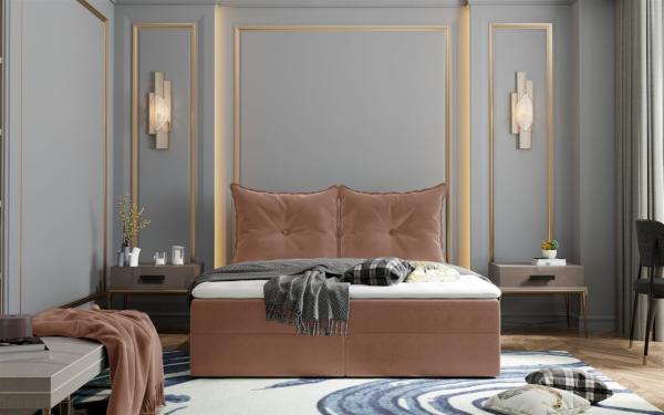 Boxspringbett Schlafzimmerbett PERLA 200x200cm Stoff Apricot