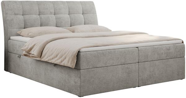 Boxspringbett Polsterbett mit Multipocket-Matratze und Topper - DIEGOS - 180x200cm - Hellgrau Stoff - H3 Bild 3