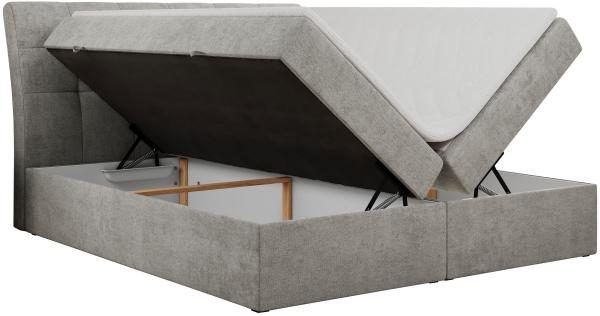 Boxspringbett Polsterbett mit Multipocket-Matratze und Topper - DIEGOS - 180x200cm - Hellgrau Stoff - H3 Bild 4