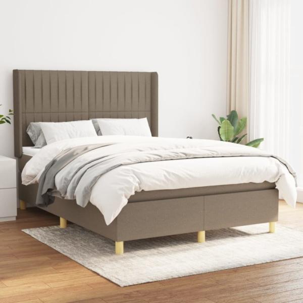 Boxspringbett mit Matratze Taupe 140x190 cm Stoff (Farbe: Taupe)