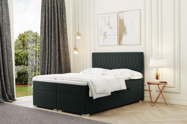 Boxspringbett Schlafzimmerbett DUSTY 160x200cm in Stoff Riviera Grün