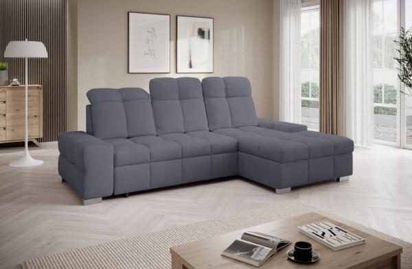 Ecksofa Schlafsofa Sofa TEMPE MINI in Stoff Element Dunkelgrau Ottomane Rechts