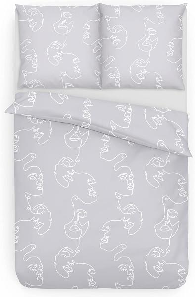 Träumschön Renforce‚ Bettwäsche Silhouette ONELINE grau silber in der Komfortgröße 155 x 220 cm mit einem 80 x 80 cm Kissenbezug