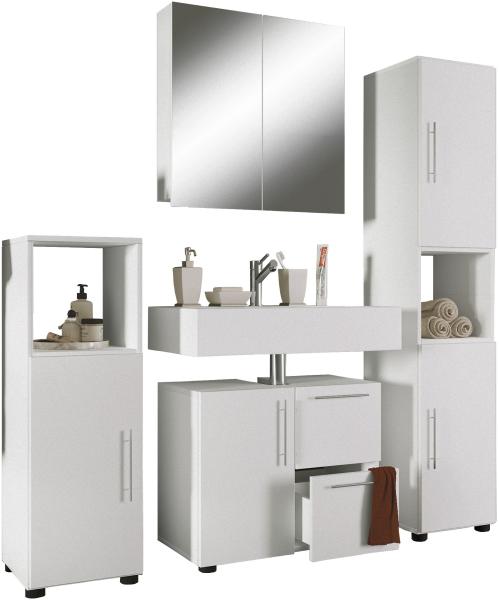 Flandu Bad Möbel Set Waschbecken Unterschrank Wandspiegel Badezimmer Waschtisch