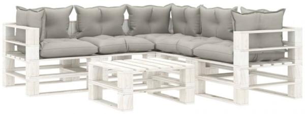 6-tlg. Garten-Lounge-Set Paletten mit Taupe-Kissen Holz