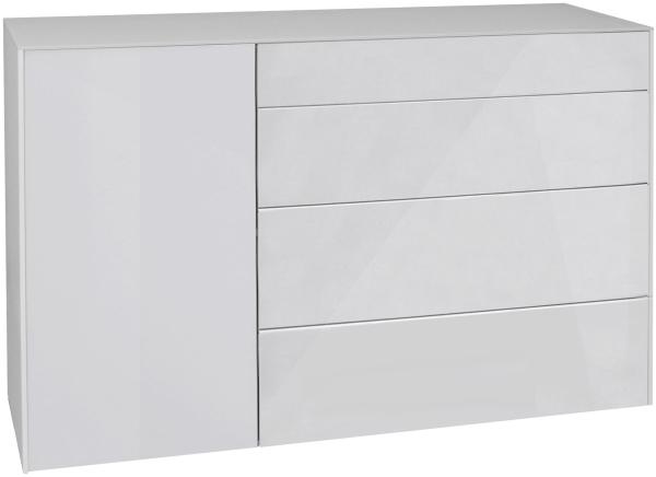 Kommode Elfi 131x42x89 Hochglanz Kreidegrau/Glas Kreidegrau 14799