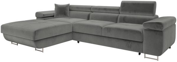 Ecksofa Torezio Mini mit Bettkasten, Schlaffunktion und Einstellbare Kopfstützen (Farbe: Manila 16, Seite: Links)