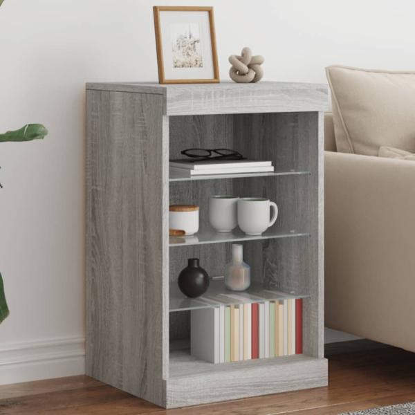 vidaXL Sideboard mit LED-Leuchten Grau Sonoma 41x37x67 cm