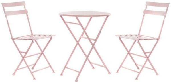 DKD Home Decor Tisch-Set mit 2 Stühlen DKD Home Decor Rosa Metall (3 pcs)