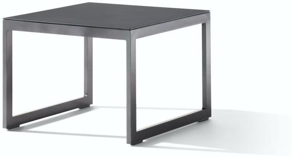 Sieger 602/G Loungetisch mit lackierter Glasplatte, Aluminium Eisengrau 60 x 44 x 60 cm