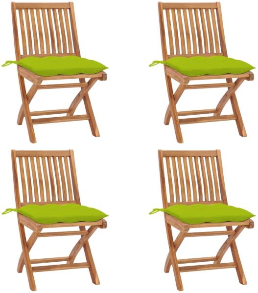 Klappbare Gartenstühle mit Kissen 4 Stk. Massivholz Teak 3072833