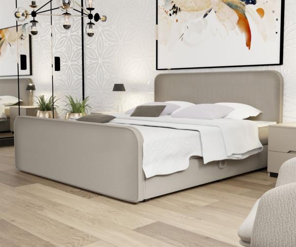 Boxspringbett Schlafzimmerbett MABEL 140x200cm Stoff Brooklyn Mud