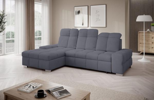 Ecksofa Schlafsofa Sofa TEMPE MINI in Stoff Element Dunkelgrau Ottomane Links