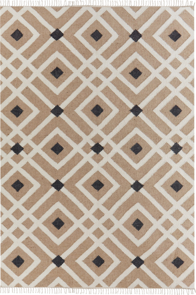 Teppich Jute beige schwarz 160 x 230 cm geometrisches Muster Kurzflor ESENCIK