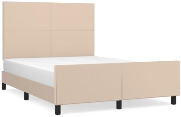 Doppelbett, Polsterbett mit Kopfteil Kunstleder Cappuccino-braun 140 x 200 cm