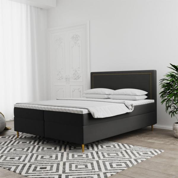 Boxspringbett Schlafzimmerbett LUCIEN 120x220cm in Stoff Soro Anthrazit