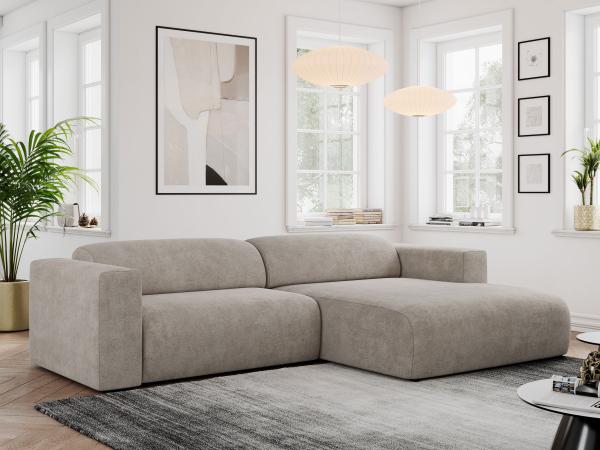 Ecksofa PASADENA, freistehendes Ecksofa, breite Armlehnen, Federsitz - rechts - Beige Stoff