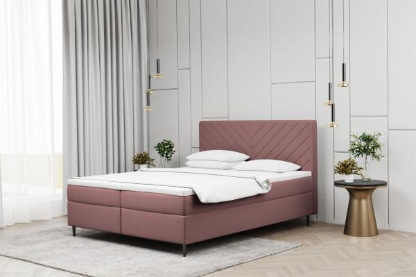 Boxspringbett Schlafzimmerbett BONITA 160x200cm in Stoff Matt Velvet Altrosa