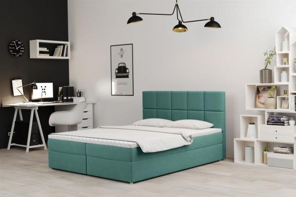 Boxspringbett Schlafzimmerbett FRASCO 120x200cm in Stoff Soro Türkisblau